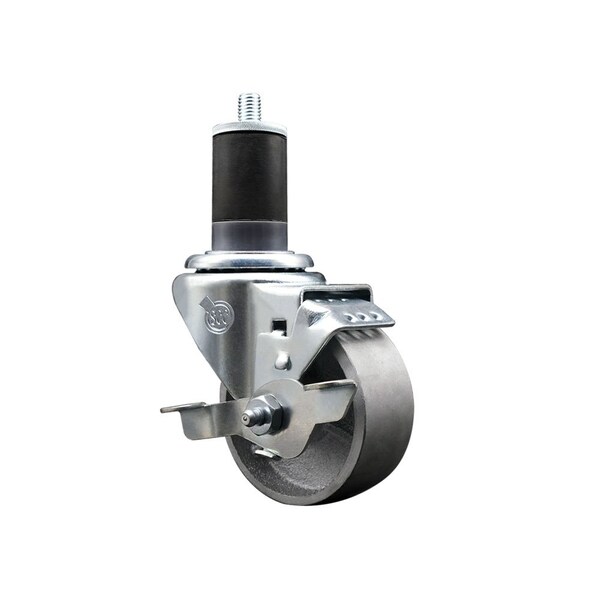 Service Caster 3'' Semi Steel Swivel 1-5/8'' Expanding Stem Caster with Brake SCC-EX20S314-SSS-TLB-158 - main